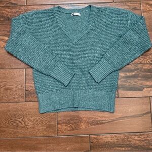 SO Good For Life Womens Junior V-Neck Neck Sage Green Knit Chunky Sweater Sz S